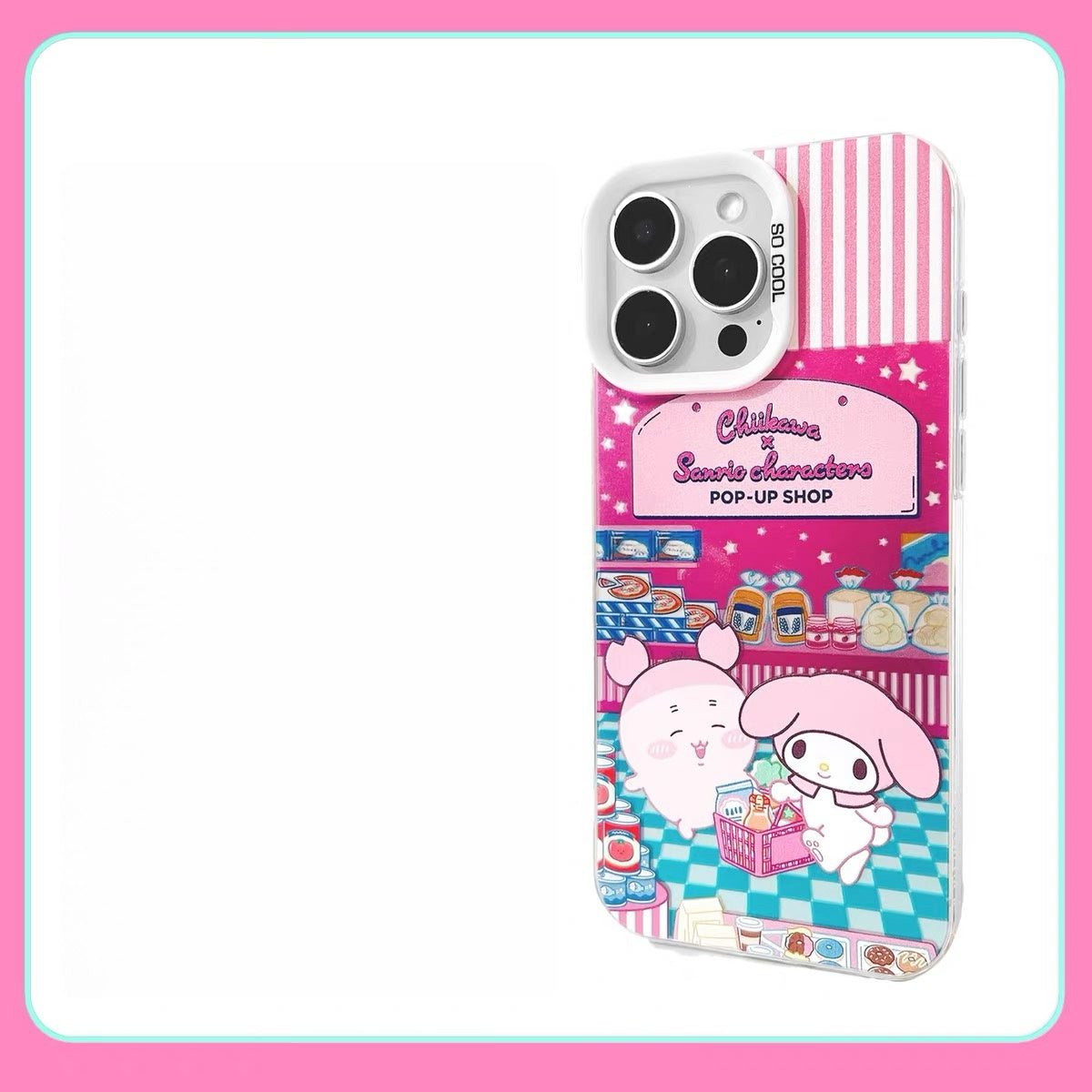 Japanese Cartoon ChiiKawa x Sanrio Pop Up Store Laser Case | Chiikawa Hachiware Usagi Momonga Shisa Crab 6 Styles - iPhone Case 11 12 13 14 15 16 16e 17 17e 18 Pro Promax