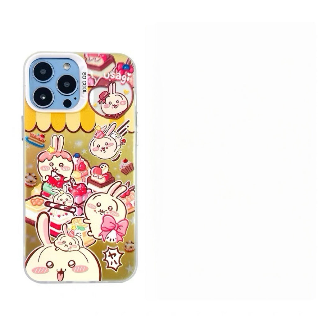 Japanese Cartoon ChiiKawa Happy Day with Sweets Laser Case | ChiiKawa Hachiware Usagi - iPhone Case 11 12 13 14 15 16 16e 17 17e 18 Pro Promax