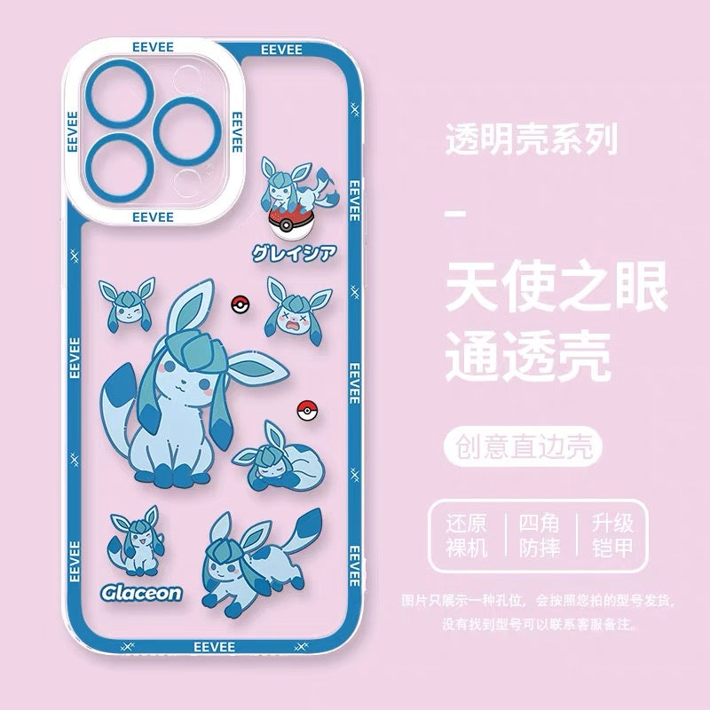 日本製漫画ポケモンケース イーブイ進化 かわいいエモバージョン | イーブイ シャワーズ サンダース ブースター エーフィ ブラッキー リーフィア グレイシア ニンフィア 9種類 - iPhone ケース PLUS SE2 XS XR X 11 12 13 14 15 16 16e 17 17e Pro Promax 12mini 13mini