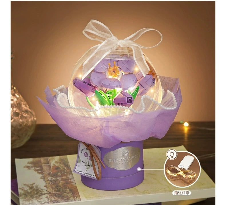 Loz Building Block Eternal Flowers Set | Rose SunFlower - with LED Lights Valentine Wedding Gift DIY Handmade Gift KawaiiGiftLand