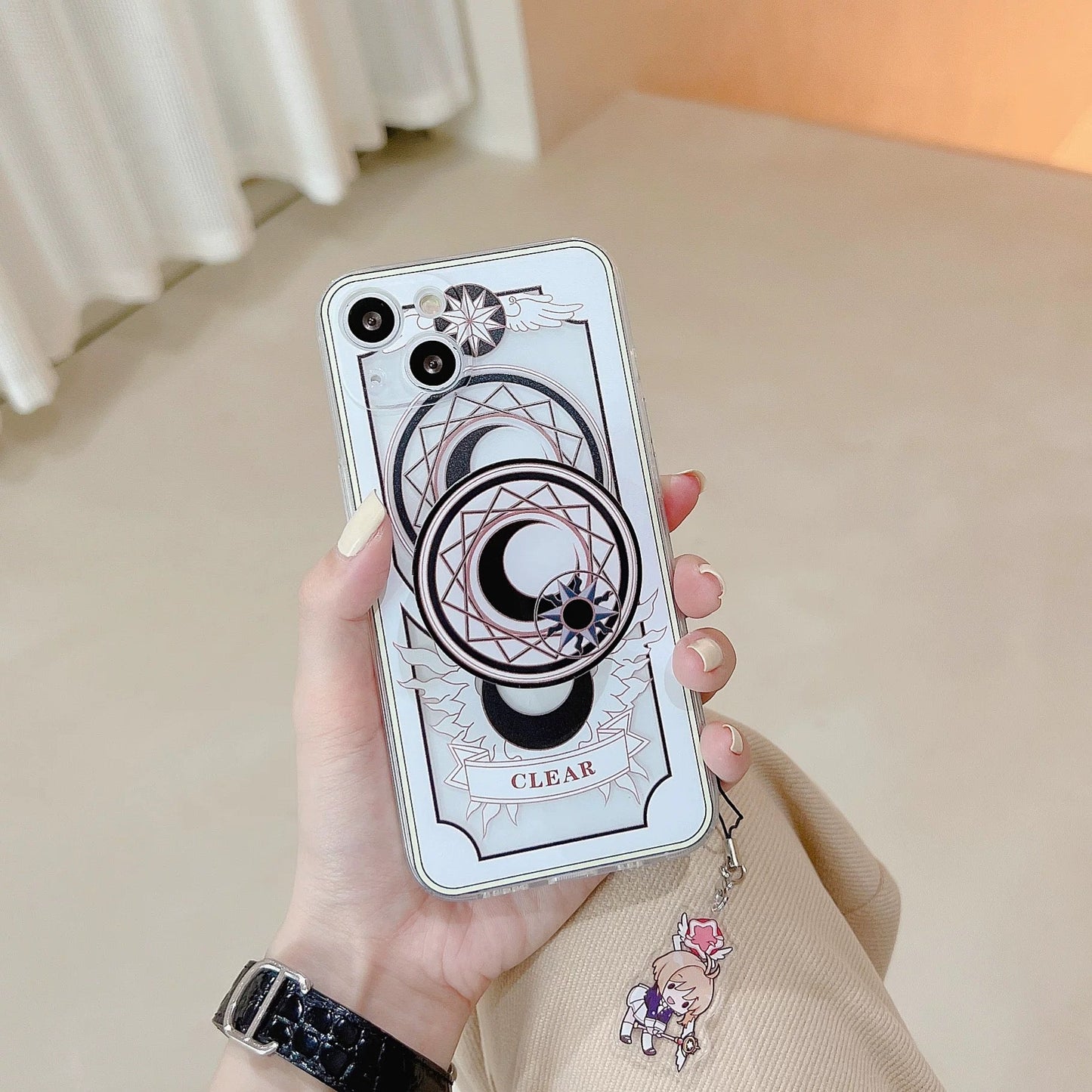 Japanese Cartoon Phone Stand | CardCaptorSakura Blue Clear Sakura Black Clear Clown KawaiiGiftLand