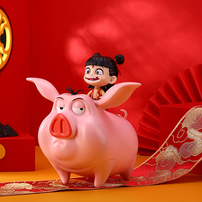 Miniso X Ne Zha | Ne Zha 2 Movie Cute Figure Flying Pig Popcorn Bucket - Kawaii Items Toy Collection Home Decoration