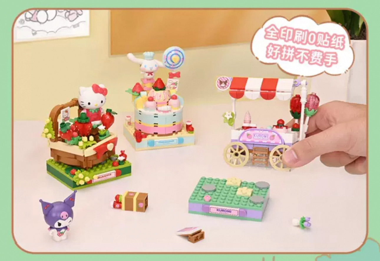 Sanrio Sweet Strawberry Town | Hello Kitty My Melody Kuromi Cinnamoroll Pompompurin Pochacco -  Building Blocks Toy Collections