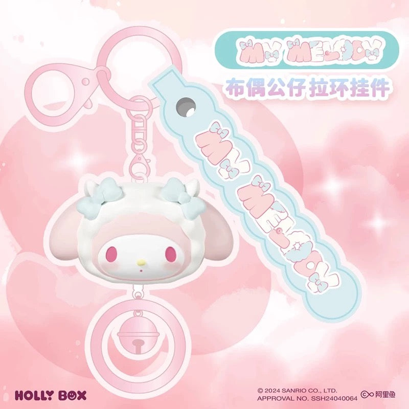 Sanrio Characters Plush Bear Series Keychain with Bell | Hello Kitty My Melody Kuromi Pompompurin Pochacco - Kawaii Item Cute Accessories KawaiiGiftLand