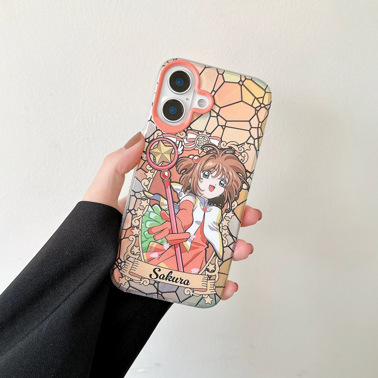 Japanese Cartoon CardCaptorSakura Layer Glass Window Version | Pink Blue Orange - iPhone Case 6 7 8 PLUS SE2 XS XR X 11 12 13 14 15 16 Pro Promax 12mini 13mini KawaiiGiftLand