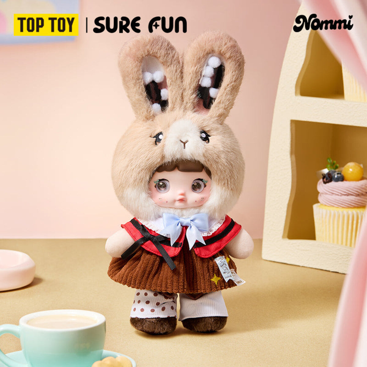 Nommi Treasure Collector Series Milk Tea Collector bunny plush doll with a teacup and milk tea theme