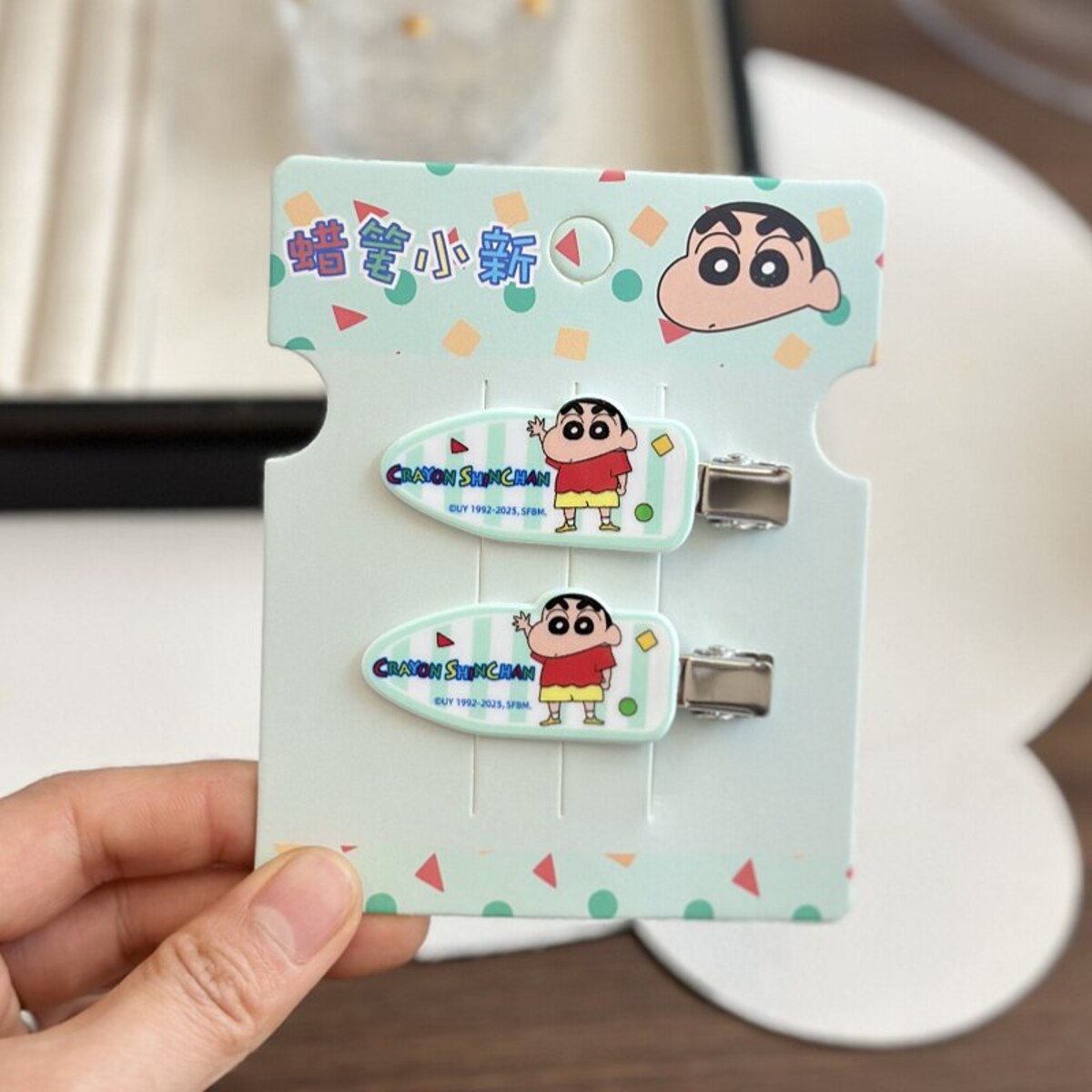 Waving Shin-chan no-crease clip 2-piece set, approx 6.5cm
