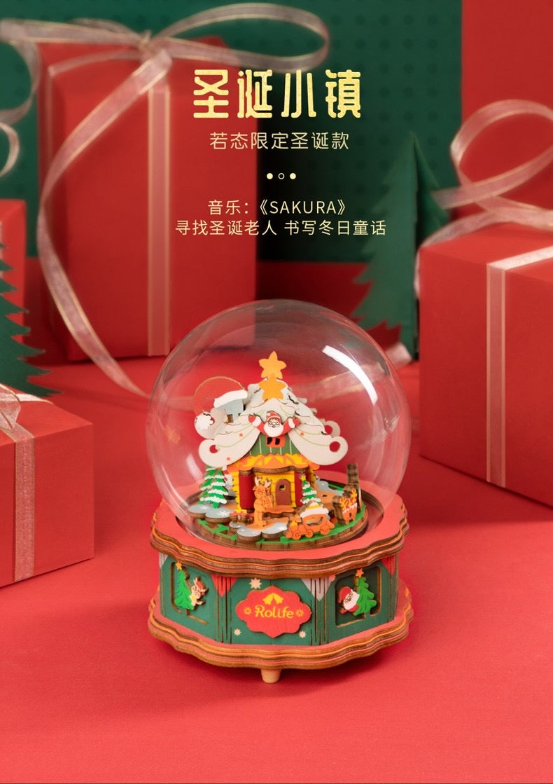 Craft Kits Wooden Music Box | Merry Christmas & Christmas Pink Deer - DIY Handmade Mini World Miniature Gift