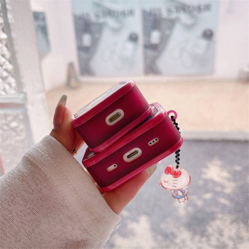 Japanese Cartoon Comics Hello Kitty Red with Keychain - AirPods AirPodsPro AirPods3 AirPods4 Case KawaiiGiftLand