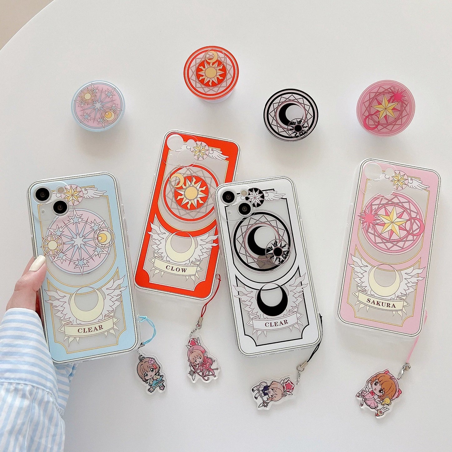 Japanese Cartoon Phone Stand | CardCaptorSakura Blue Clear Sakura Black Clear Clown