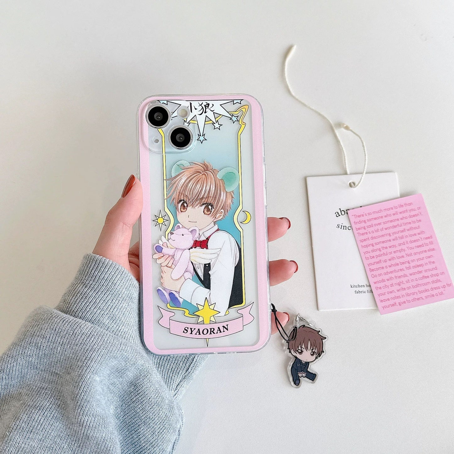 Japanese Cartoon Cardcaptor Sakura with Bear Couple | Sakura & Syaoran Li - iPhone Case 6 7 8 PLUS SE2 XS XR X 11 12 13 14 15 16 Pro Promax 12mini 13mini KawaiiGiftLand