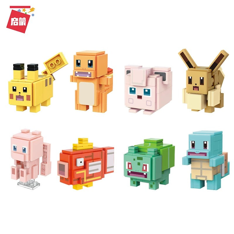 Pokemon Adventures Build Blocks Part 1 | Pikachu Charmander Jigglypuff Mew Magikarp Bulbasaur Squartle - Moveable Building Blocks Toy Collections