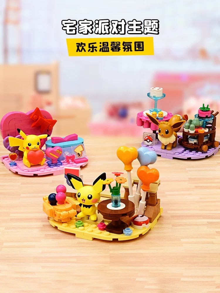 Pokemon Happy Home Sweet Party Theme | Pikachu Pichu Eevee - Building Blocks Toy Collections