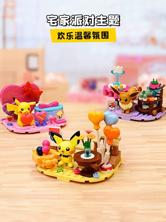 Pokemon Happy Home Sweet Party Theme | Pikachu Pichu Eevee - Building Blocks Toy Collections