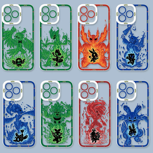 Japan Cartoon Pokemon Evolution Soul Version | Rowlet Decidueye Treecko Sceptile Tepig Emboar Oshawott Samurott Popplio Primarina Grookey Rillaboom Zorua Zoroark Mudkip Swampert - iPhone Case PLUS SE2 13 14 15 16 16e 17 17e Pro Promax 12mini 13mini