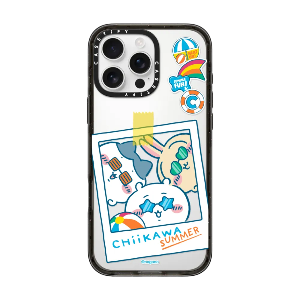 Japanese Cartoon ChiiKawa Clear with Transparent Black Frame Phone Case | ChiiKawa Hachiware Usagi Summer Time Party Part1 6 Styles - iPhone Case 12 13 14 15 16 17 Pro Promax