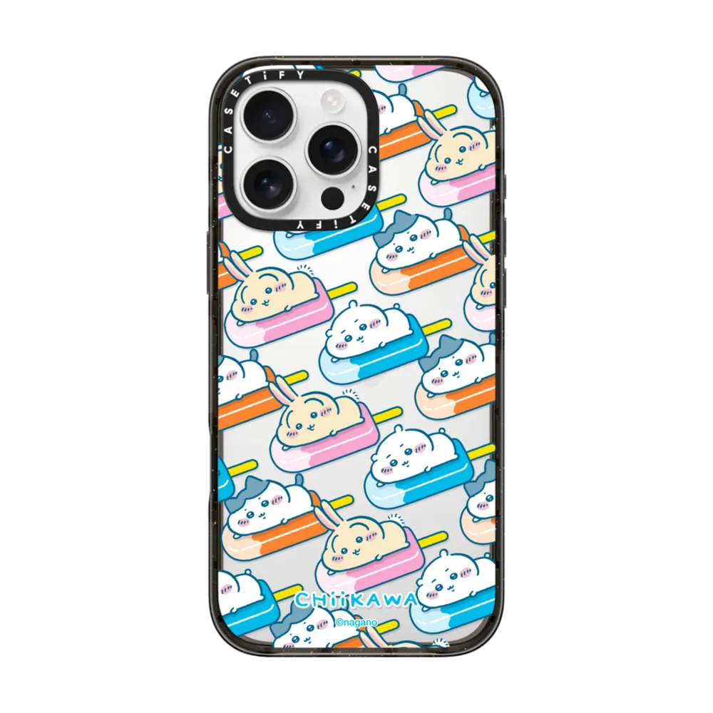 Japanese Cartoon ChiiKawa Clear with Transparent Black Frame Phone Case | ChiiKawa Hachiware Usagi Summer Time Party Part1 6 Styles - iPhone Case 12 13 14 15 16 17 Pro Promax