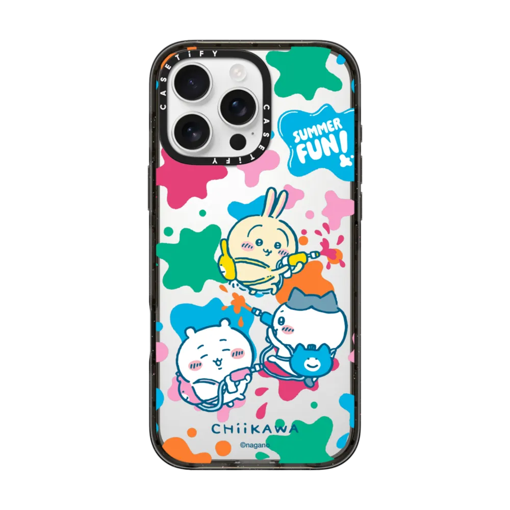 Japanese Cartoon ChiiKawa Clear with Transparent Black Frame Phone Case | ChiiKawa Hachiware Usagi Summer Time Party Part2 6 Styles  - iPhone Case 12 13 14 15 16 17 Pro Promax