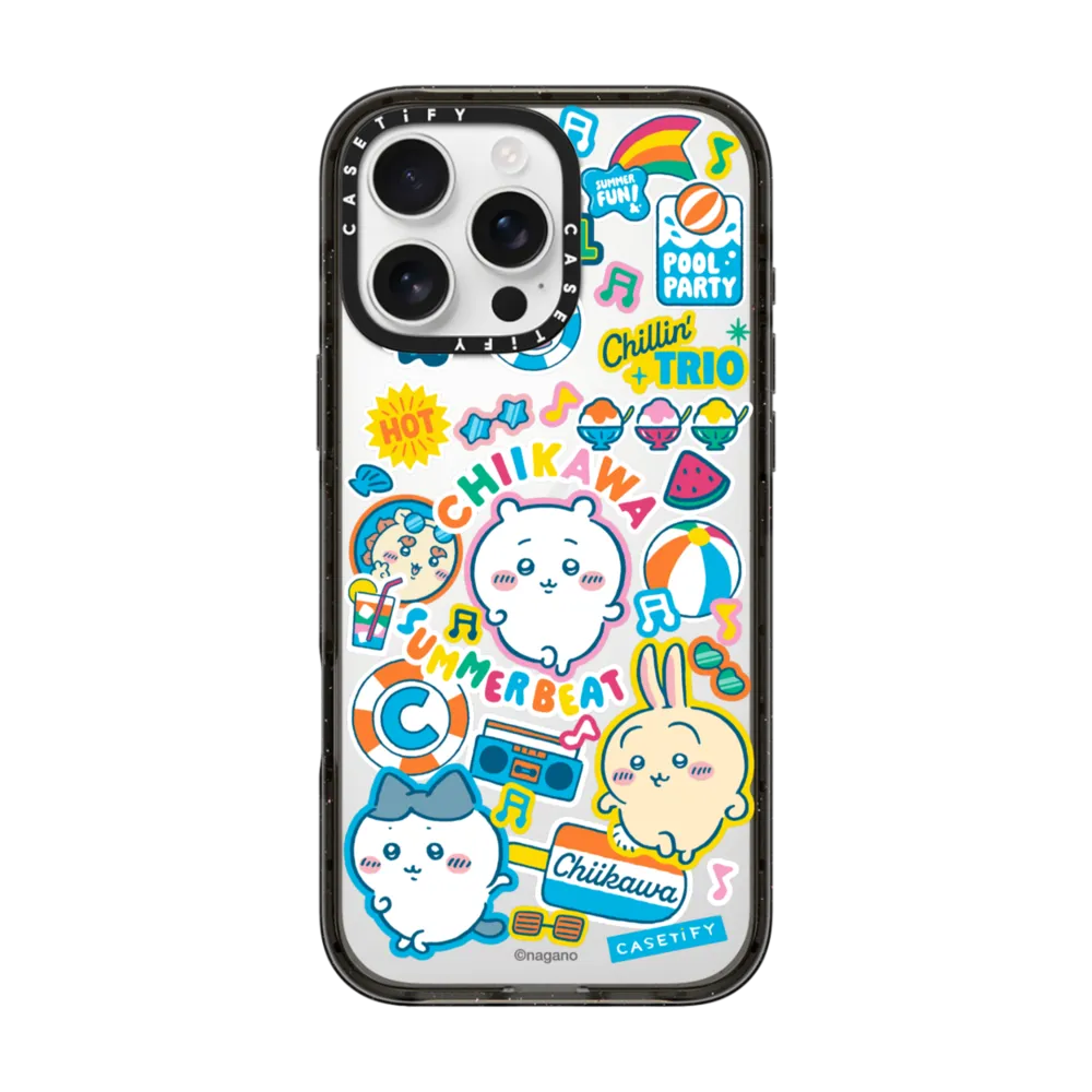 Japanese Cartoon ChiiKawa Clear with Transparent Black Frame Phone Case | ChiiKawa Hachiware Usagi Summer Time Party Part1 6 Styles - iPhone Case 12 13 14 15 16 17 Pro Promax