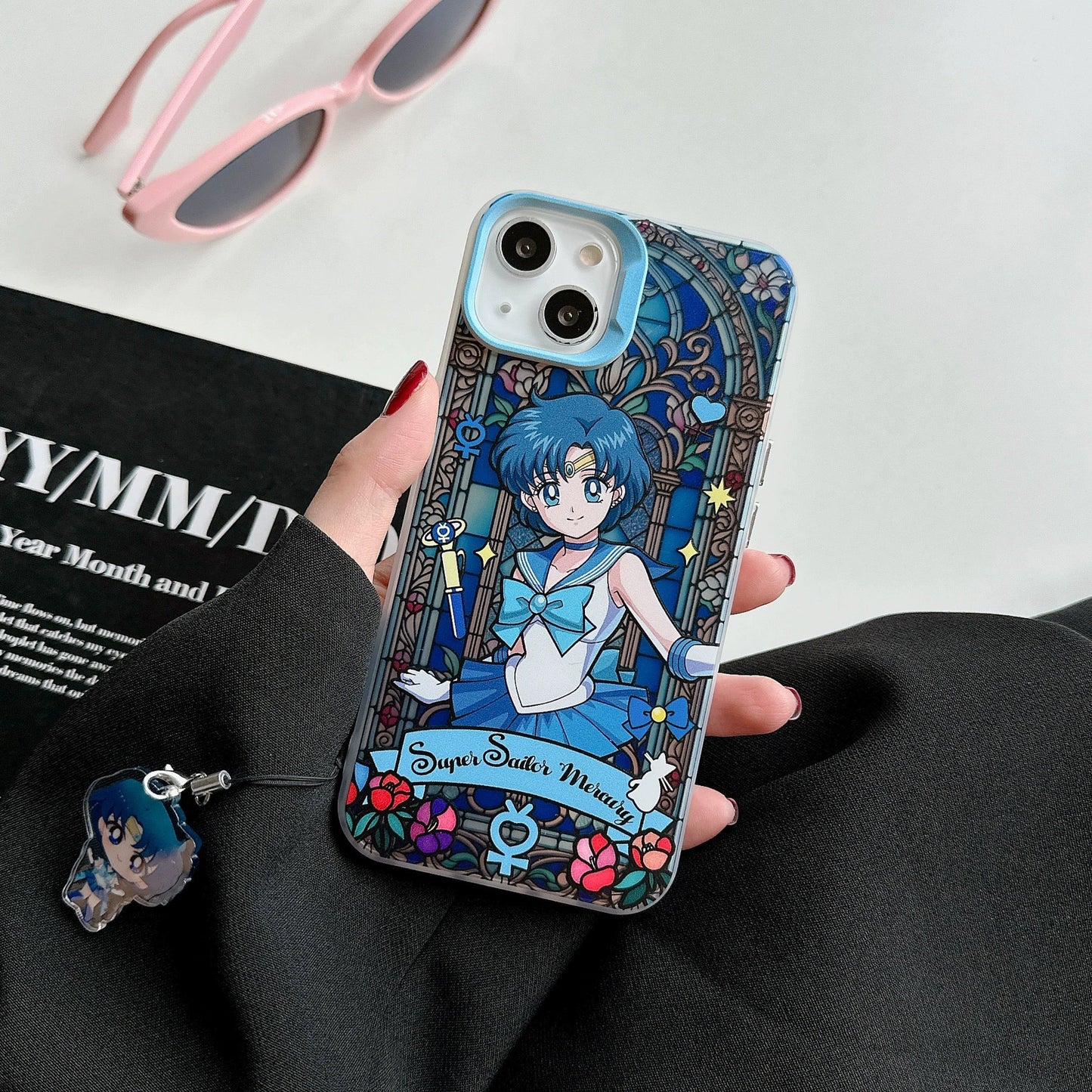 Japanese Cartoon Sailor Moon Phone Case with Strap | Laser Glass Window - iPhone Case PLUS SE2 XS XR X 11 12 13 14 15 16 Pro Promax 12mini 13mini KawaiiGiftLand