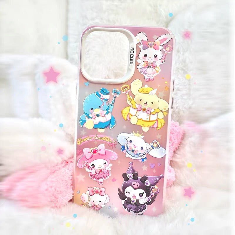 Japanese Cartoon Sanrio Cute Magic Laser Case | My Melody Kuromi Cinnamroll Pompompurin Tuxedosam Wish Me Mell Cogimyun - iPhone Case 11 12 13 14 15 16 16e 17 17e 18 Pro Promax
