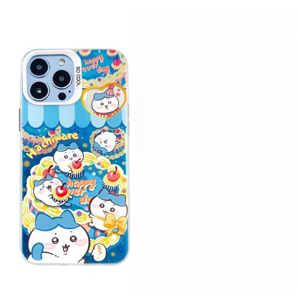 Japanese Cartoon ChiiKawa Happy Day with Sweets Laser Case | ChiiKawa Hachiware Usagi - iPhone Case 11 12 13 14 15 16 16e 17 17e 18 Pro Promax