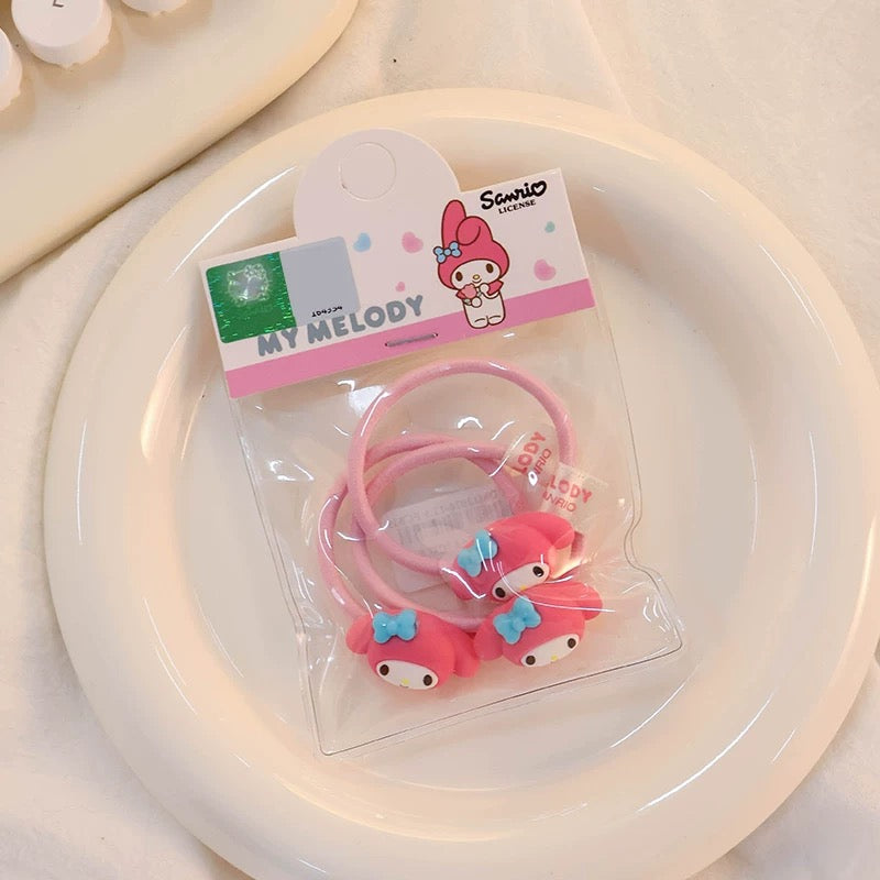 Sanrio Big Head Hair Tie 3pcs Set | Hello Kitty My Melody Kuromi Cinnamoroll  Pochacco KawaiiGiftLand