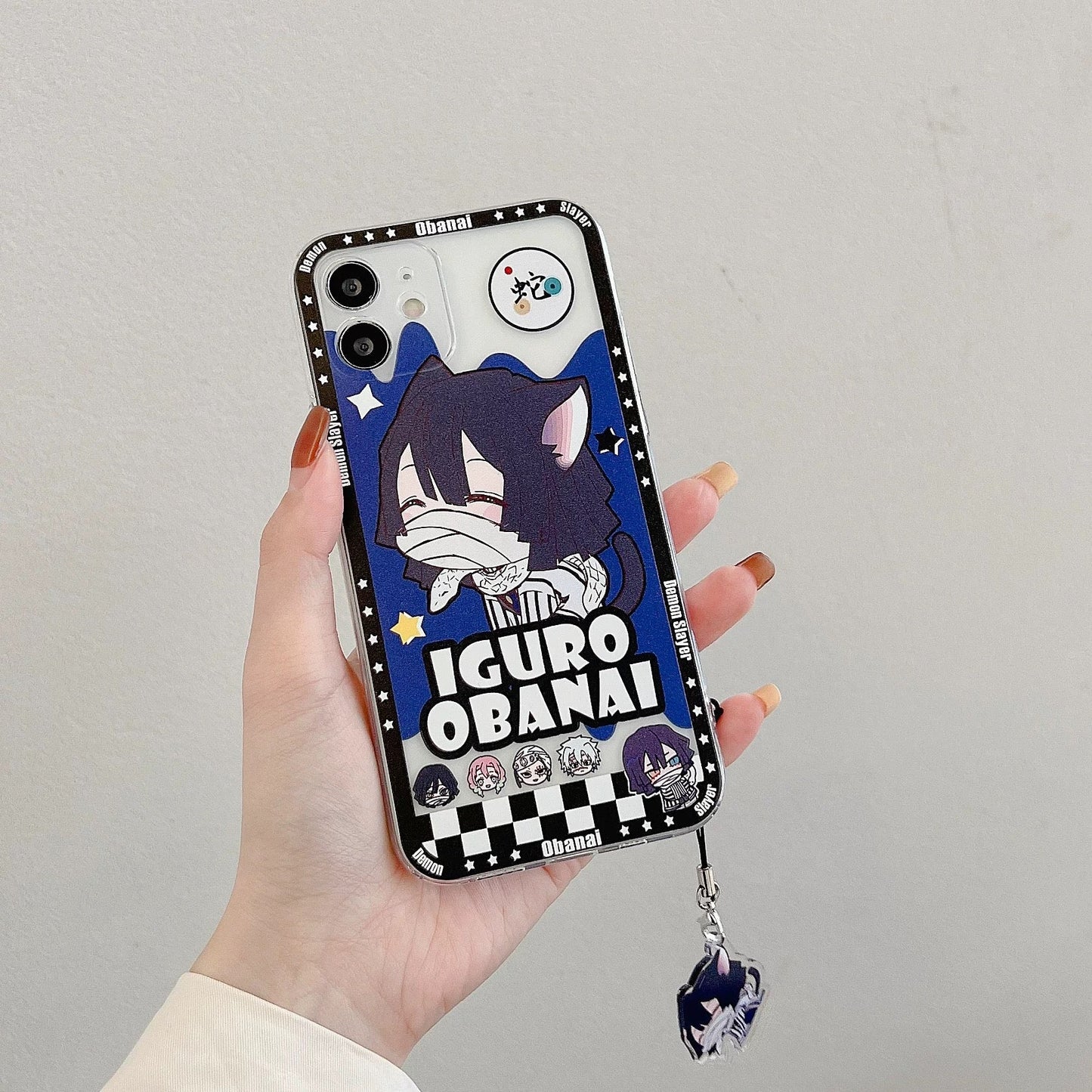 Japanese Anime Kimetsu no Yaiba Demon Slayer Cat Version | Tengen Obanai Mitsuri Sanemi with Phone Stand - iPhone Case PLUS SE2 XS XR X 11 12 13 14 15 16 Pro Promax 12mini 13mini KawaiiGiftLand