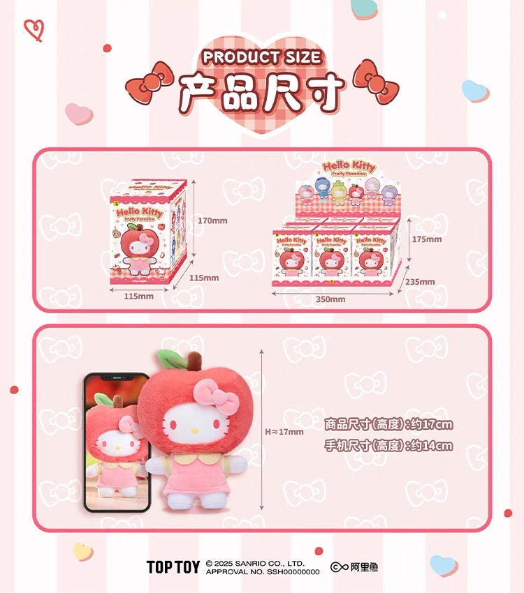 TopToy Sanrio Characters Hello Kitty | Fruity Paradise Apple Pineapple Peach Strawberry Mangosteen Blueberry - Collectable Toys Mystery Blind Box KawaiiGiftLand