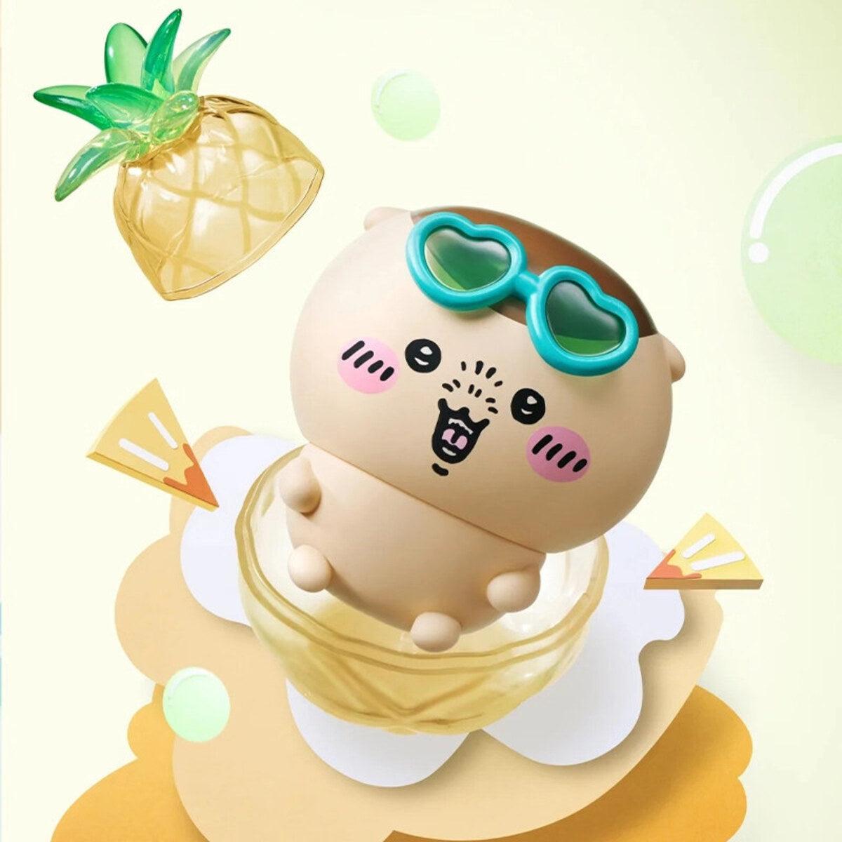 Kurimanju inside a pineapple figure from the MINISO Chiikawa Summer Momo Cha Series