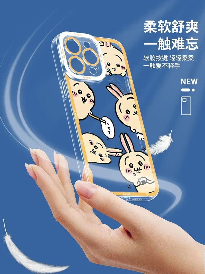 Japanese Cartoon Chiikawa Usagi Big Face 4 Styles Soft iPhone Case PLUS SE2 XS XR X 11 12 13 14 15 16 Pro Promax 12mini 13mini KawaiiGiftLand