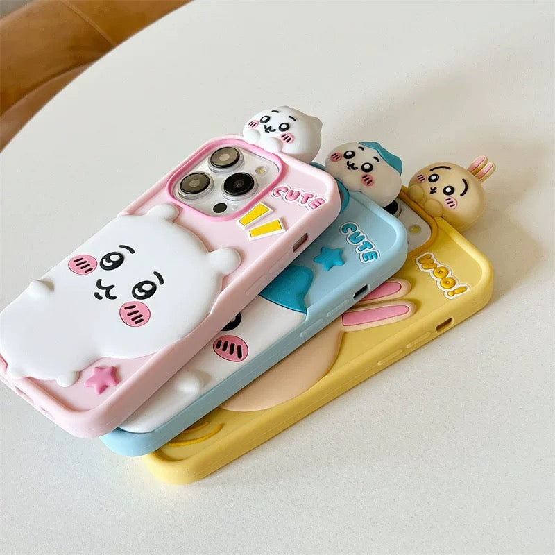 Japanese Cartoon ChiiKawa Look at you Silicone | Chiikawa Hachiware Usagi - iPhone Case 15 14 13 12 Pro ProMax KawaiiGiftLand