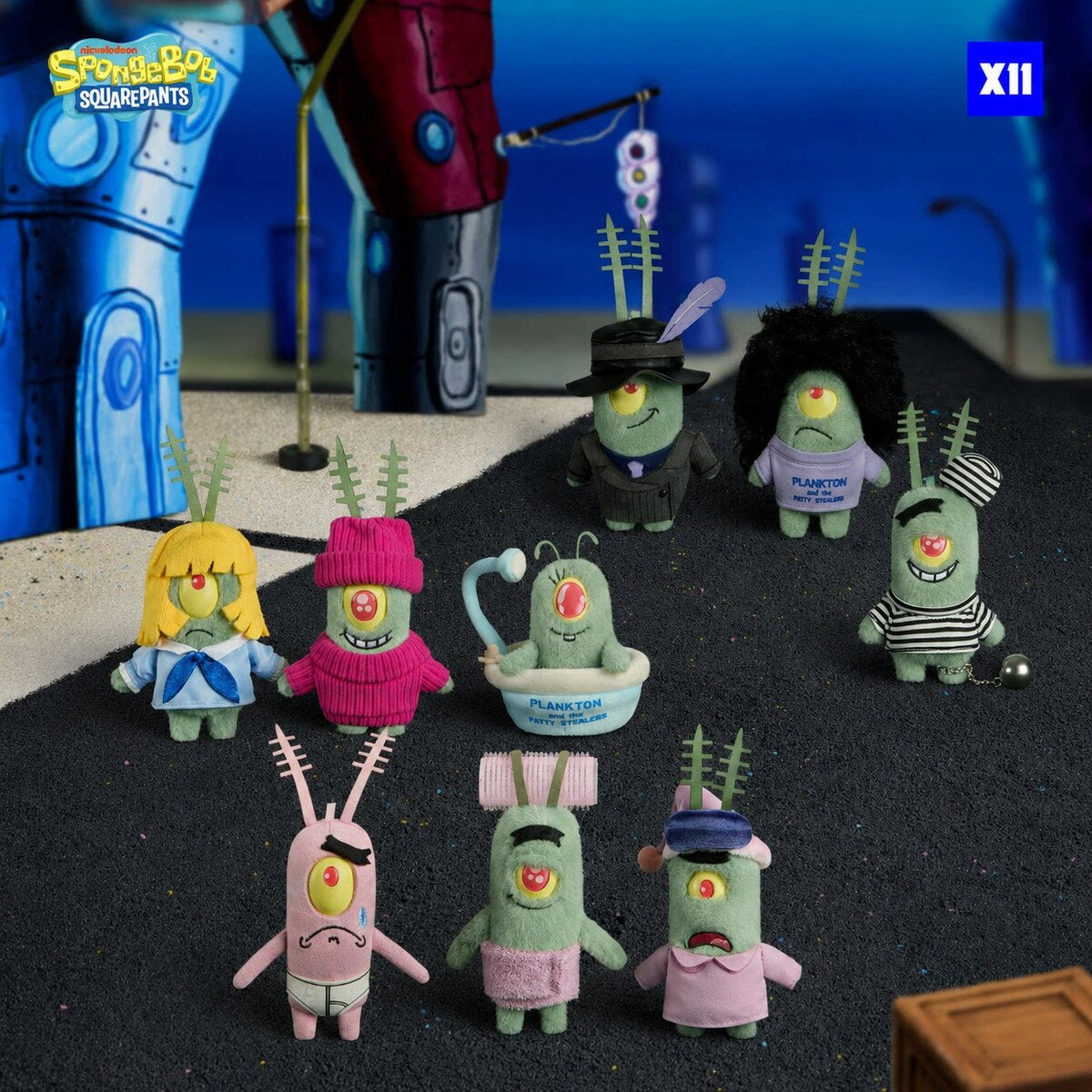 X11 Space SpongeBob SquarePants Plankton's Day in Bikini Bottom Series plush blind box keychain single box
