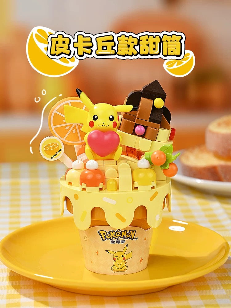 Pokemon Dessert Ice Cream Cone | Pikachu Charmander Squartle Bulbasaur Jigglypuff Eevee - Building Blocks Toy Collections