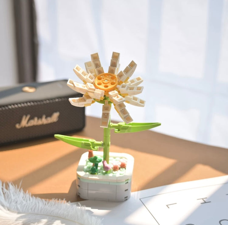 Mini Block Building Flower Series 1  | Daisy Pink Rose Sunflower - Tiny Particle Assembly DIY Handmade Gift KawaiiGiftLand