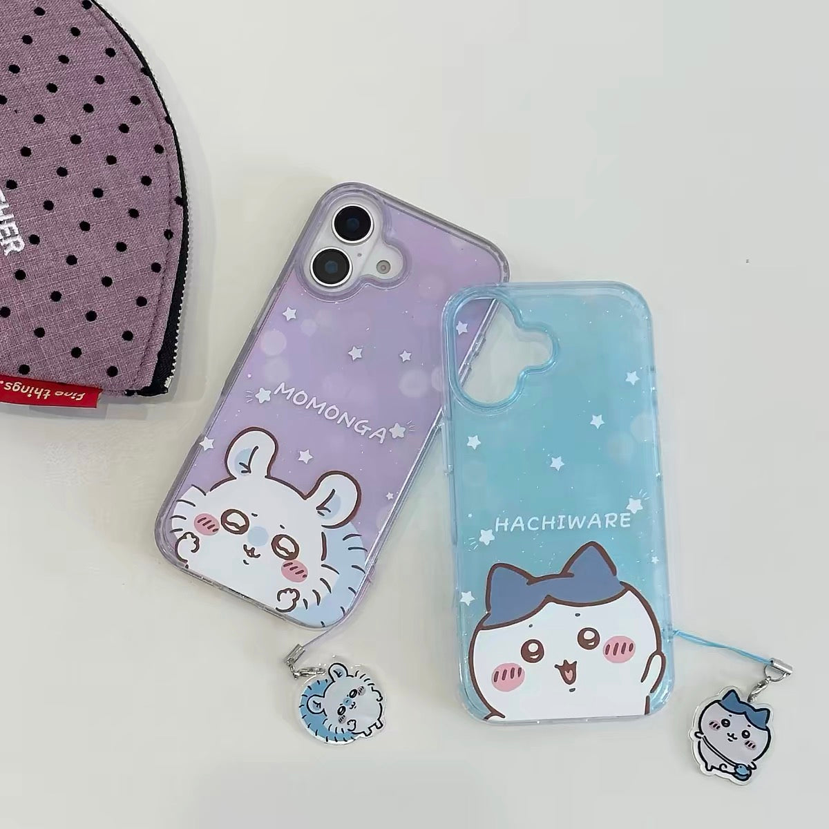 Japanese Cartoon ChiiKawa Gittler Colour Clear Case with Phone Strape | Say Hi Chiikawa Hachiware Usagi Momonga - Phone Case Samsung Galaxy S26 S25 S24 S23 S22 S21 FE Ultra Edge