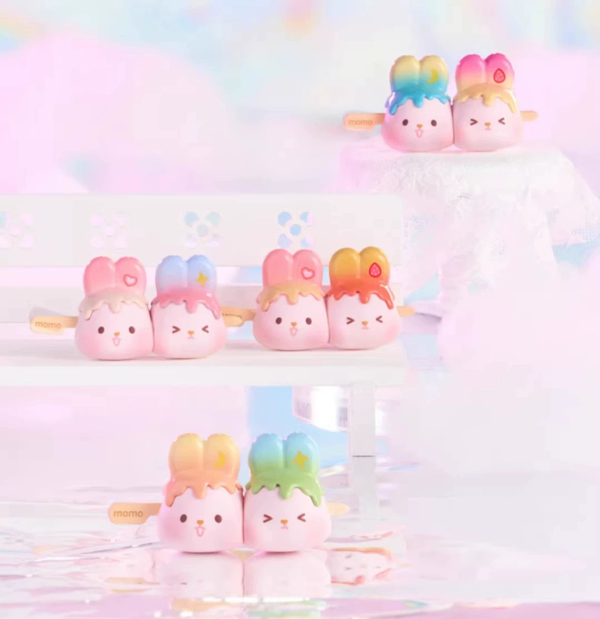 Momo with Bunny Kawaii Lovely Characters | 1 Bag 4pcs Mini Momo Bunny Fun Daily -Toy Collection Mystery Blind Bag - KawaiiGiftLand