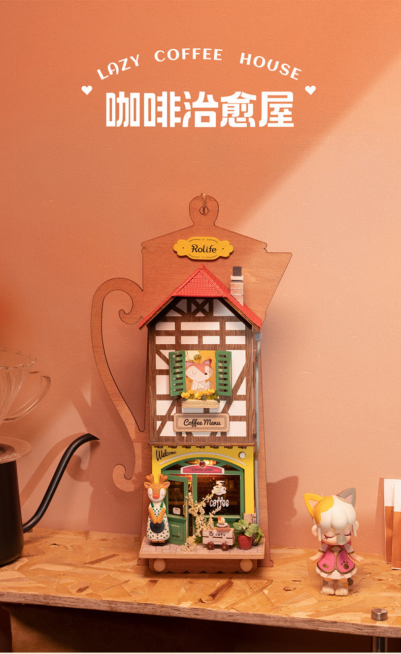 Craft Kits Wooden Hook Key Hanger | Animal Store - DIY Handmade Mini World Miniature Gift with LED Light Room Decoration