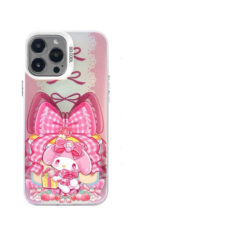 Japanese Cartoon Sanrio Ribbon Lolita | My Melody Kuromi Cinnamoroll Laser - iPhone Case 11 12 13 14 15 16 Pro Promax KawaiiGiftLand