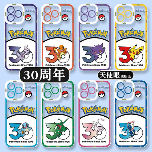 Japan Cartoon Pokemon 30 Anniversary Part1 | Mewtwo Charmander Gengar Pikachu Squirtle Rayquaza Mew Greninja 8 Styles - iPhone Case PLUS SE2 XS XR X 11 12 13 14 15 16 16e 17 17e Pro Promax 12mini 13mini