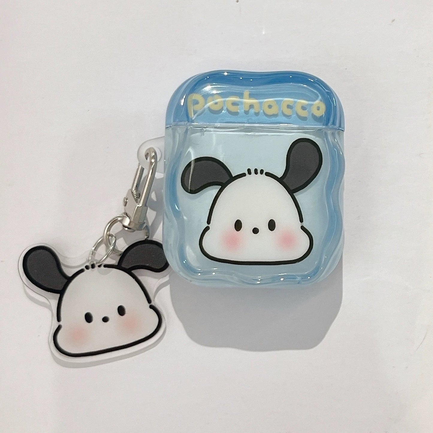 Japanese Cartoon Candy Colour Hello Kitty My Melody Kuromi Pompompurin Pochacco Red Pink Purple Yellow Blue with Keychain - AirPods AirPodsPro AirPods3 AirPods4 Case KawaiiGiftLand
