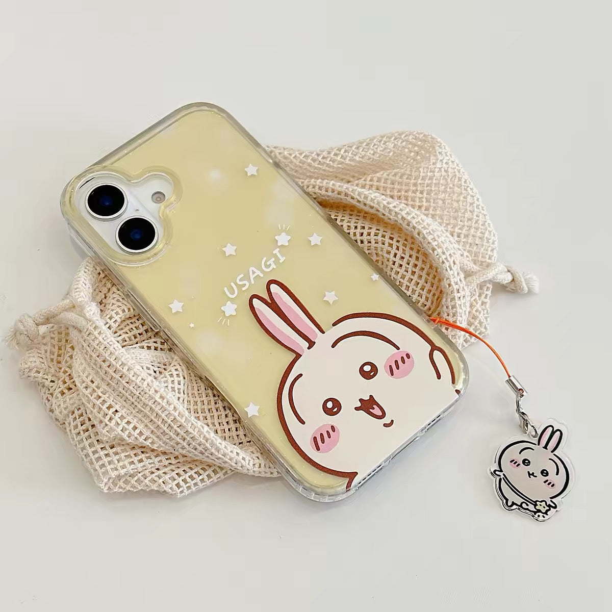 Japanese Cartoon ChiiKawa Gittler Colour Clear Case with Phone Strape | Say Hi Chiikawa Hachiware Usagi Momonga - Phone Case Samsung Galaxy S26 S25 S24 S23 S22 S21 FE Ultra Edge