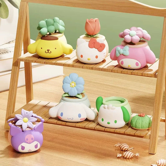 Sanrio Characters Potted Series Of Ornaments | Hello Kitty My Melody Kuromi Cinnamoroll Pompompurin Pochacco - Collectable Toys Kawaii Items