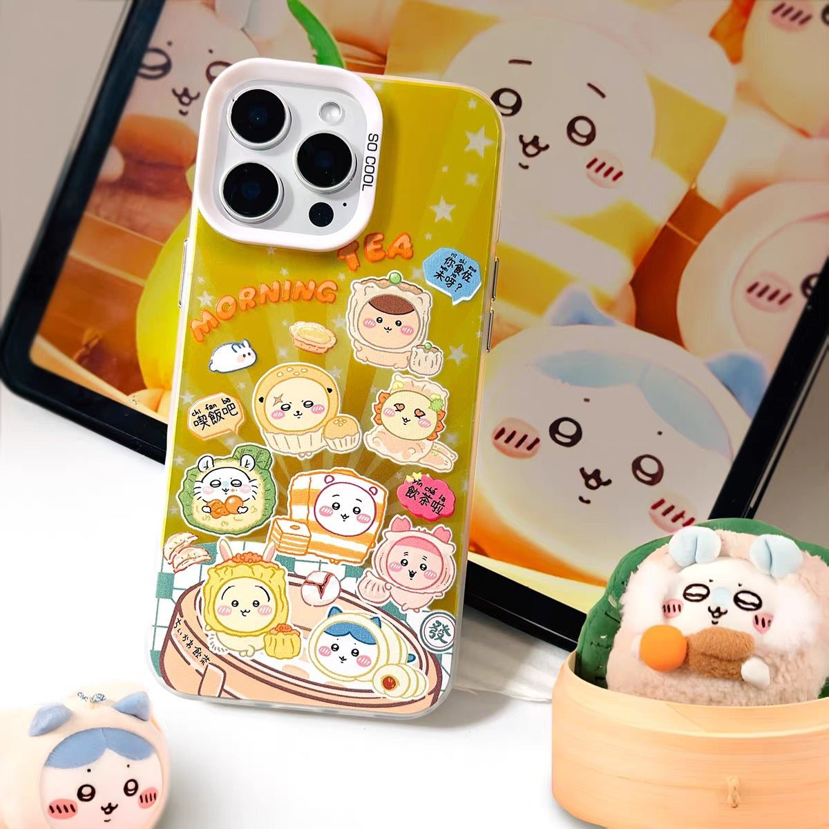 Japanese Cartoon ChiiKawa Yum Cha Laser Case | Morning Tea Dim Sum - iPhone Case 11 12 13 14 15 16 16e 17 17e 18 Pro Promax