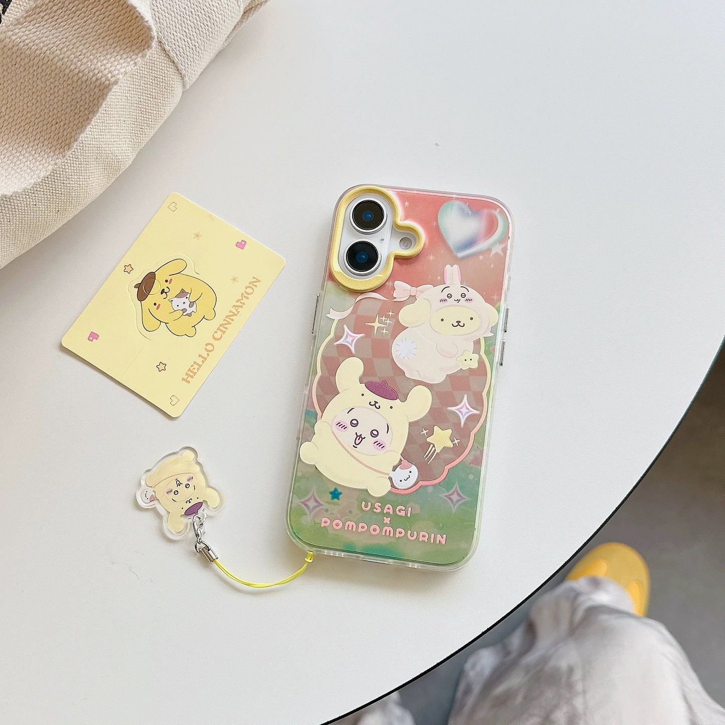 Japanese Cartoon Sanrio X Chiikawa Laser Phone Case with Strap | Kitty Chiikawa Cinnamoroll Hachiware Pompompurin Usagi Kuromi Momonga My Melody Crab - Phone Case Samsung Galaxy S26 S25 S24 S23 S22 S21 FE Ultra Edge