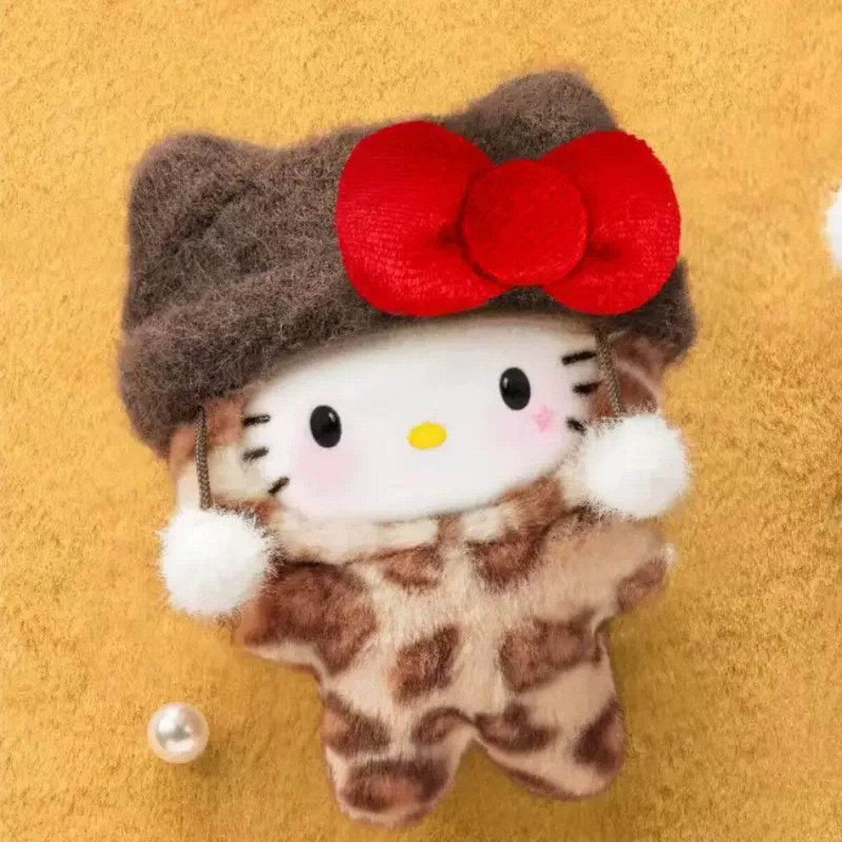 Hello Kitty Leopard Series Brown Leopard plush charm keychain