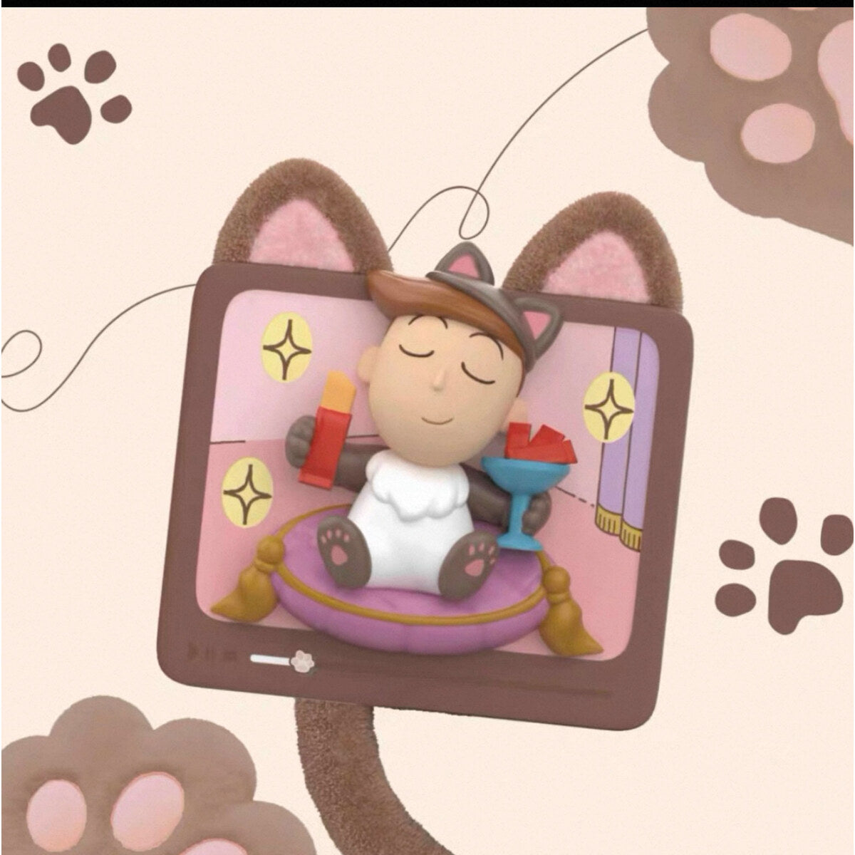 Cat Snacks design - Chibi Maruko-chan cat-ear fridge magnet blind box figure