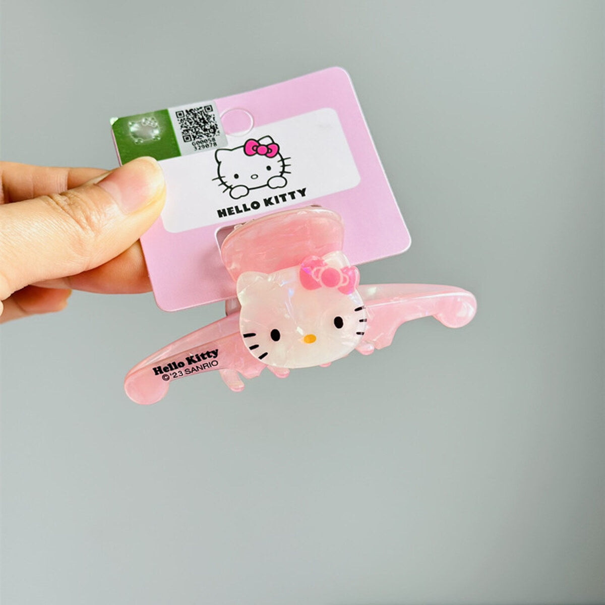 Hello Kitty Pink Acetate Medium Claw Clip 8.5cm - Sanrio licensed acetate clamp