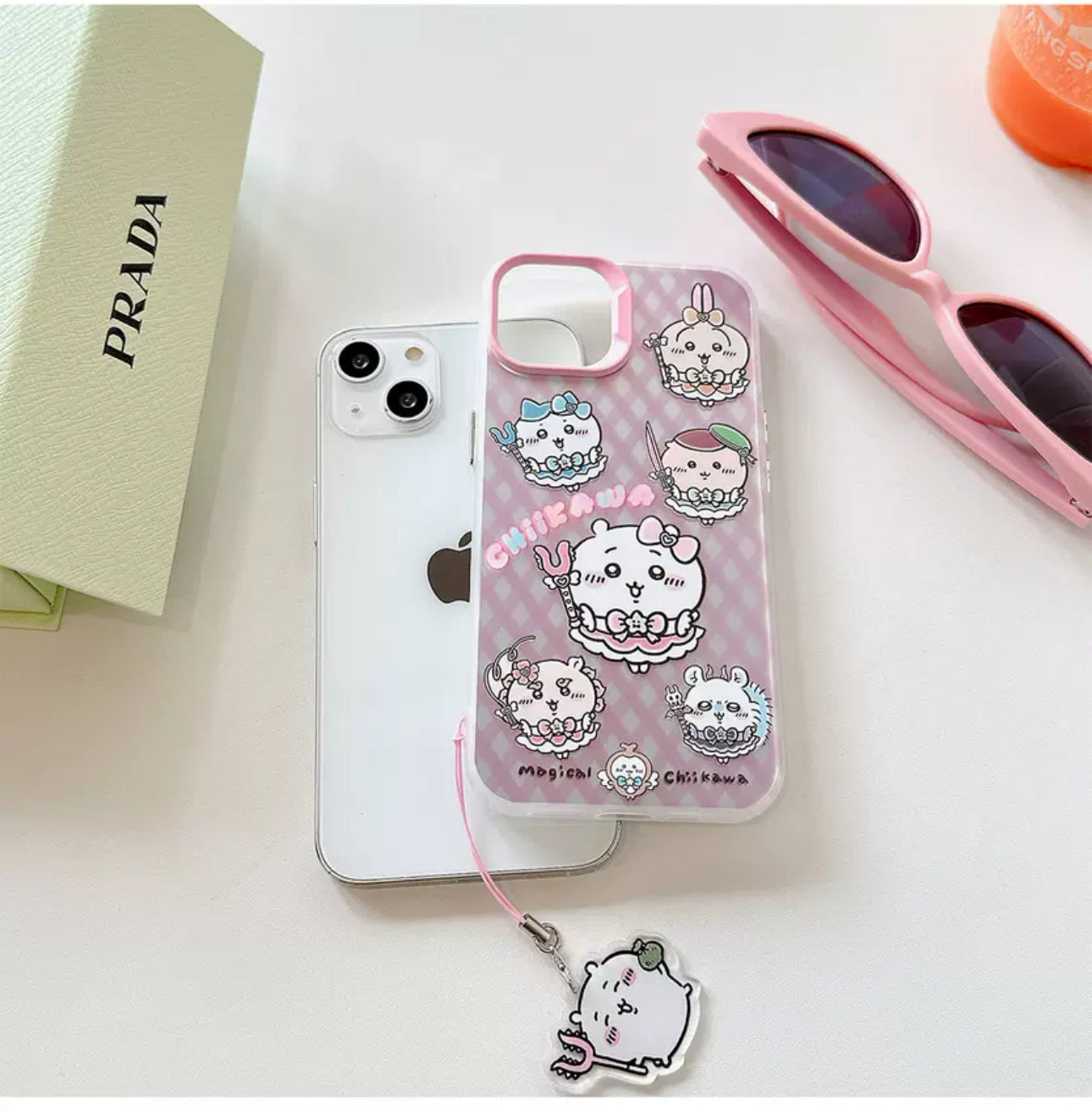 Japanese Cartoon iPhone Case with Strap | Laser ChiiKawa Magic Girls - iPhone CasePhone Case 7 8 PLUS SE2 XS XR X 11 12 13 14 15 16 Pro Promax 12mini 13mini KawaiiGiftLand