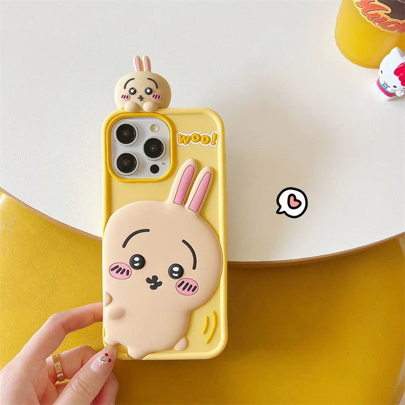 Japanese Cartoon ChiiKawa Look at you Silicone | Chiikawa Hachiware Usagi - iPhone Case 15 14 13 12 Pro ProMax KawaiiGiftLand